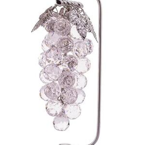 Asfour Crystal Grape Ornament with Silver Leaves